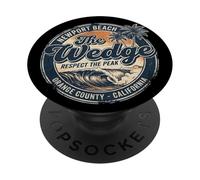 Condado de Orange California Newport Beach Cuña Retro Surf PopSockets PopGrip Adhesivo