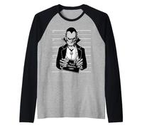 Conde Drácula Monstruo Vampiro Mugshot Camiseta Manga Raglan