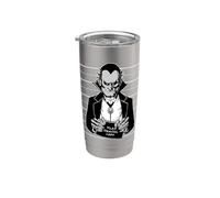 Conde Drácula Monstruo Vampiro Mugshot Vaso térmico de acero inoxidable de doble pared