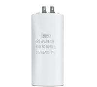 Condensador CBB60 60µF ±5% 450V AC 50/60Hz hasta 85 °C con 2 conectores - Condensador de Funcionamiento y Arranque para Bomba de Agua, Lavadora, Motor Piscina y Compresor - Anti-Humedad, 1 Unidad