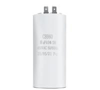 Condensador CBB60 8µF ±5% 450V AC 50/60Hz hasta 85 °C con 2 conectores - Condensador de Funcionamiento y Arranque para Bomba de Agua, Lavadora, Motor Piscina y Compresor - Anti-Humedad, 1 Unidad