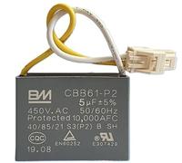 Condensador CBB61-P2 6uF ±5% 450V 40/85/21 S3 - Anti-explosión, cables amarillo/blanco + enchufe - Reparación ventilador/motor (6µf)