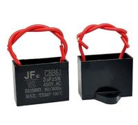 Condensador de Arranque CBB61 3 µF 450V AC con 2 Cables - Hasta 105°C, para Motor Ventilador Techo Bomba Máquina Lavadora (3uf)