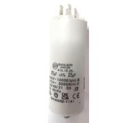 Condensador de motor permanente de polipropileno 25uf 450 voltios vaina faston doble 6,3 mm y tornillo M8