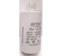 Condensador de motor permanente de polipropileno DUCATI 20uf 450 voltios terminal faston doble 6,3 mm y tornillo M8