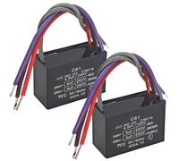 Condensador de ventilador de techo C61 de 5 cables, 250 VCA, 4.5uF+5uF+6uF (paquete de 2) - Repuesto para motores de ventilador de techo y regulación de velocidad