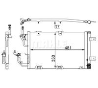 Condensador del aire acondicionado AC 400 000S MAHLE para OPEL ASTRA H
