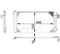 Condensador del aire acondicionado AC 672 000S MAHLE para VW MULTIVAN T5