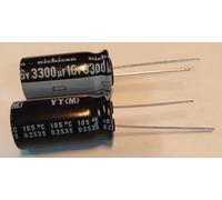 Condensador electrolítico 3300 μF, 16 V, 105 °C, paso radial, 18 x 25 mm, 1000 h, juego de 2 piezas