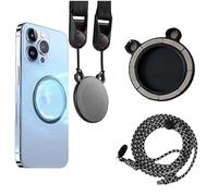 condgood Cordón magnético para teléfono celular, compatible con MagSafe, hoja de hierro de 2 púas, correa de cuello de longitud ajustable, Negro -, Large