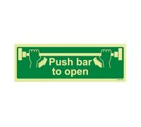 Condiciones de seguridad vsafety 22001 - AX-G puerta signo, "push Bar para abrir," paisaje, 1 mm brilla en la oscuridad plástico, 300 mm x 100 mm), color verde