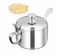 Condiment Jar | Wide Mouth with Spoon | Stainless Steel Lidded Seasoning Container - for Sugar Sesame Pepper Meal Prep Restaurant Camping Barbecue