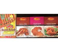 Condimento para barbacoa, frotar o marinar, selección definitiva de 4 sabores - Sheek Kebab, pollo Tikka, Chapli Kebab y Tandoori Masala - (paquete de 4) - (300 g en total)