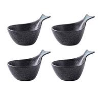 condimento tazón Plato de salsa Divertido en forma de peces ensalada de frutas postre cuenco cerámico bowls para salsa de tomate, soja y otra cena de fiesta - Conjunto de 4 (7,7 oz) plato de salsa(B)