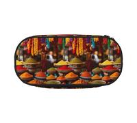 Condiments Spices - Estuche unisex con diseño compacto para lápices, artículos pequeños, cremallera de doble cabeza, Black, Talla única, Neceser de maquillaje