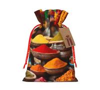 Condiments Spices Print Drawstring Gift Seasonal Bags Celebrations Eco-Conscious Holiday Present Packaging