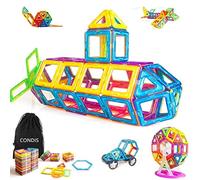 Condis 95 Piezas Bloques de Construcción Magnéticos para Niños, Juegos de Viaje Construcciones Magneticas Imanes Regalos Cumpleaños Juguetes Educativos para Niños Niñas de 2 3 4 5 6 7 8 Años Infantil