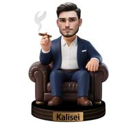 Condlin Adorno de Escultura de Dibujos Animados de Cigarro de Hombre de Negocios Jefe Personalizado para Hombres y Mujeres Líderes Foto Personalizada Retrato con Nombre Decoración de Escritorio
