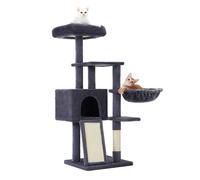 Condominio para Gatos de Felpa de Varios Niveles, con Cubierta de Plataforma Extraíble y Lavable, Rascador, Cesta, Cueva, Gris Oscuro