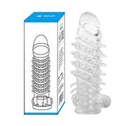 CondóN De Cristal Para Hombre CondóN De Pene Realista Con VibracióN De PartíCulas En Espiral Pareja De Juguetes Sexuales Anticonceptivos Reutilizables (A)