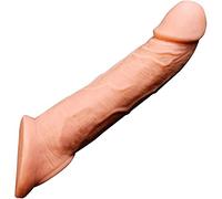 CondóN De Gran TamañO Masculino Realista CondóN De Doble Puerto De Silicona Suave RetráCtil Anticonceptivo Juguete Sexual SimulacióN Pene Reutilizable Productos Sexuales