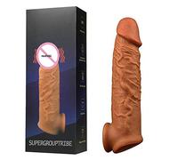 CondóN Engrosado Alargado Realista De Doble Boca Para Hombres CondóN De Crecimiento EláStico Con Tono De Piel Simulado Juguetes Sexuales Reutilizables Anticonceptivos De Pareja