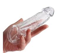 CondóN Masculino Altamente Transparente Y Realista Preservativo EláStico Transparente Reutilizable De Doble Boca Alargue Y Espese El Juguete Sexual Multifuncional De La EyaculacióN Apto Para Parejas