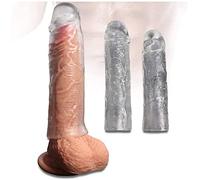 CondóN Masculino De LáTex, Eręcciøn Incrementar Transparente AnticoncepcióN FáLica Realista Y Segura ProfiláCtico De LáTex Dispositivo Anticonceptivo De Pareja Reutilizable Diferentes TamañOs-3PCS