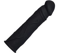 CondóN Masculino De Silicona De Gran TamañO Negro La EyaculacióN Retrasada Alarga La AnticoncepcióN Segura Sola Boca Consolador Manga Juguetes Sexuales De Pareja Reutilizables