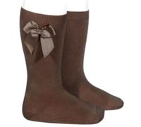 Cóndor Calcetines altos lisos de color marrón con lazo lateral, Marrón, Talla 8 (32-35)