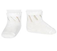 Cóndor Calcetines cortos de perlé para bebé con calado diagonal Blanco, Talla 000 (0-3 meses)