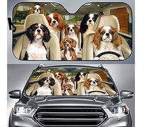 Conducción De Perros Cavalier Parasol Delantero De Coche Protección Rayos UV Parasol De Coche Protección Solar Proteccións Solar para El Parabrisas Universal para SUV Furgonetas Todoterreno M