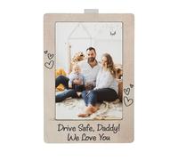 Conducción segura - Clip para visera de sol para papá, con texto en inglés «Conducción segura - Te quiero» con marco de fotos, clip para parasol de coche Parents Partners Boyfriend Friends