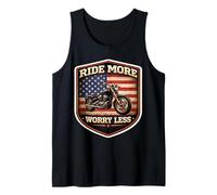 Conduce más, preocúpate y no te Preocupes por la Moto Chopper, Moto, Moto, Sol Camiseta sin Mangas
