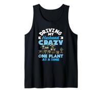 Conducir a mi Esposo Loco Amante de Las Plantas Jardinero Camiseta sin Mangas