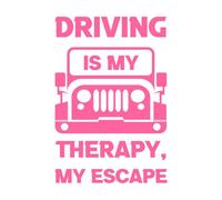 Conducir es mi terapia, mi escape, cita de amante de los autos, eslogan Pegatinas de pared de vinilo 50.4x74.8cm No daña la superficie de la pared Rosa