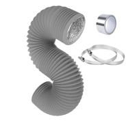 Conducto de aire flexible, manguera de escape de ventilación de PVC y papel de aluminio de doble capa de 4 pulgadas x 8.2 pies, viene con 2 abrazaderas de manguera y 1 rollo de cinta de aluminio