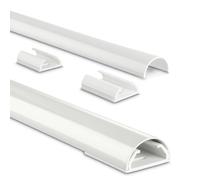 Conducto de Aluminio, 110 x 3,3 x 1,8 cm, Puede Contener hasta 5 Cables, para atornillar o Pegar semicircular, se Puede acortar, para Escritorio, Pared, Base, Suelo, etc