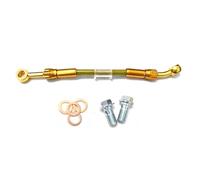 Conducto de Freno Latiguillo De Freno Trenzado Acero Inoxidable para Motocicleta, Tubo Aceite 0° A 28° con Accesorios Tipo Banjo Giratorios 360 Grados(210cm)