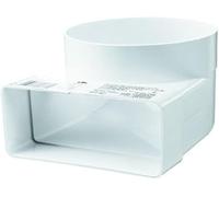 Conducto de ventilación, 204 x 60 mm/Ø 150 mm, canal plano, conducto de conducto redondo, para campana extractora, arco plano, redondo, pieza en L, conector reductor/transición de PVC 90°, arco de