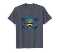 Conductor de autobús Escolar conduciendo el Futuro Cita inspiradora Camiseta, Hombre, Azul Jaspeado, M