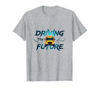 Conductor de autobús Escolar conduciendo el Futuro Cita inspiradora Camiseta, Hombre, Gris Jaspeado, S