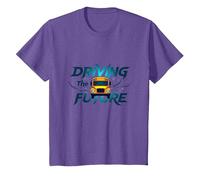 Conductor de autobús Escolar conduciendo el Futuro Cita inspiradora Camiseta, Niños, Morado Jaspeado, 8 años