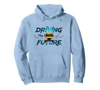 Conductor de autobús Escolar conduciendo el Futuro Cita inspiradora Sudadera con Capucha, Unisex para Adultos, Azul Polvoriento, XL