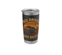 Conductor de autobús fuera de servicio último día escuela retro puesta de sol estilo años 70 Vaso térmico de acero inoxidable de doble pared