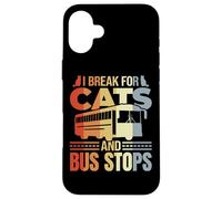 Conductor de Autobús Gato Broma Transporte Escolar Carcasa para iPhone 16 Plus
