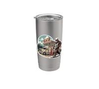 Conductor de camión Sasquatch Trucker Trucker Truckie Vintage Gas Vaso térmico de acero inoxidable de doble pared