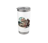 Conductor de camión Sasquatch Trucker Trucker Truckie Vintage Gas Vaso térmico de acero inoxidable de doble pared