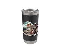 Conductor de camión Sasquatch Trucker Trucker Truckie Vintage Gas Vaso térmico de acero inoxidable de doble pared