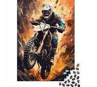 Conductor Motocross Puzzle de 1000 Piezas Papel Puzzle para Adultos Escena Dinámica de Carrera Juego de Puzzle 1000 Piezas Relajación Decoración Regalo Familiar 52x38cm/1000pcs